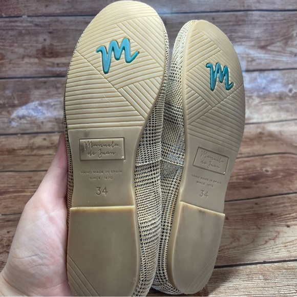 Manuela De Juan Honey Scottish Houndstooth Print Smoking Shoe size 34 usa 1.5 - Picture 8 of 9